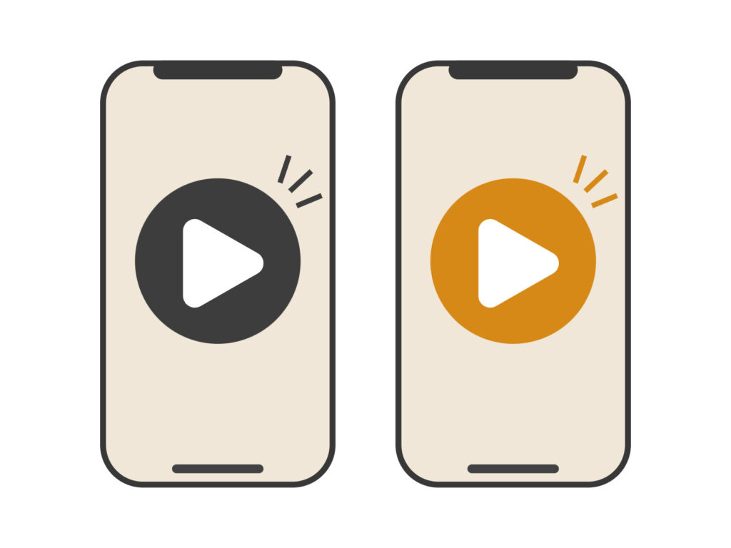 スマートフォンで動画を再生している様子のイラスト